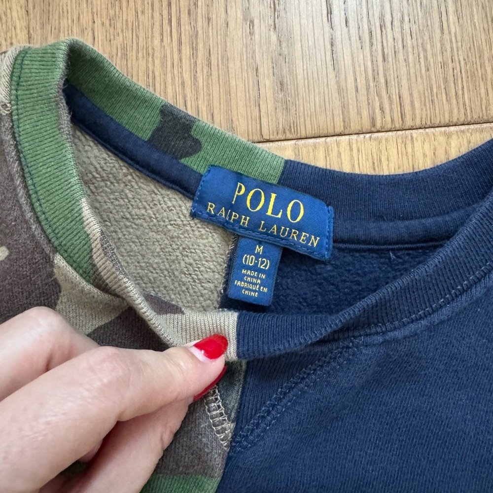 Polo Ralph Lauren Boys Crewneck Sweatshirt - Size M 10-12, Navy Blue, Camo - EUC - Picture 7 of 8